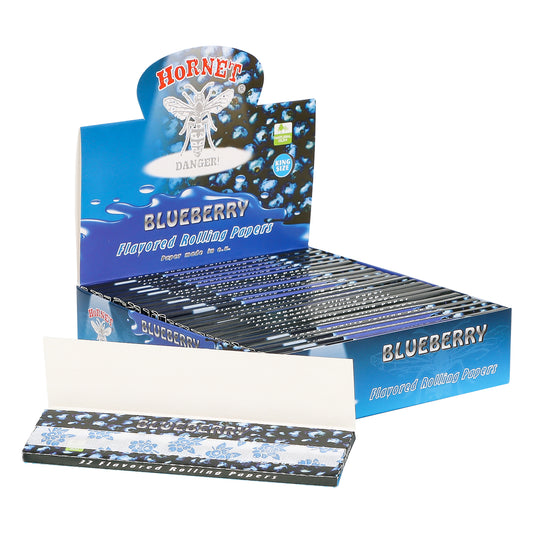 HORNET King Size Blueberry Flavors Rolling Papers, Slim Natural Organic Rolling Paper, 32 Pieces / Pack 25 Packs / Box