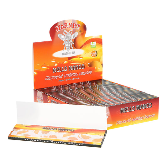 Hornet King Size Mango Flavors Rolling Papers, Slim Natural Organic Rolling Paper, 32 Pieces / Pack 25 Packs / Box