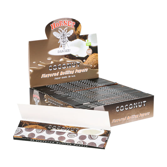 HORNET King Size COCONUT Flavors Rolling Papers, Slim Natural Organic Rolling Paper, 32 Pieces / Pack 25 Packs / Box