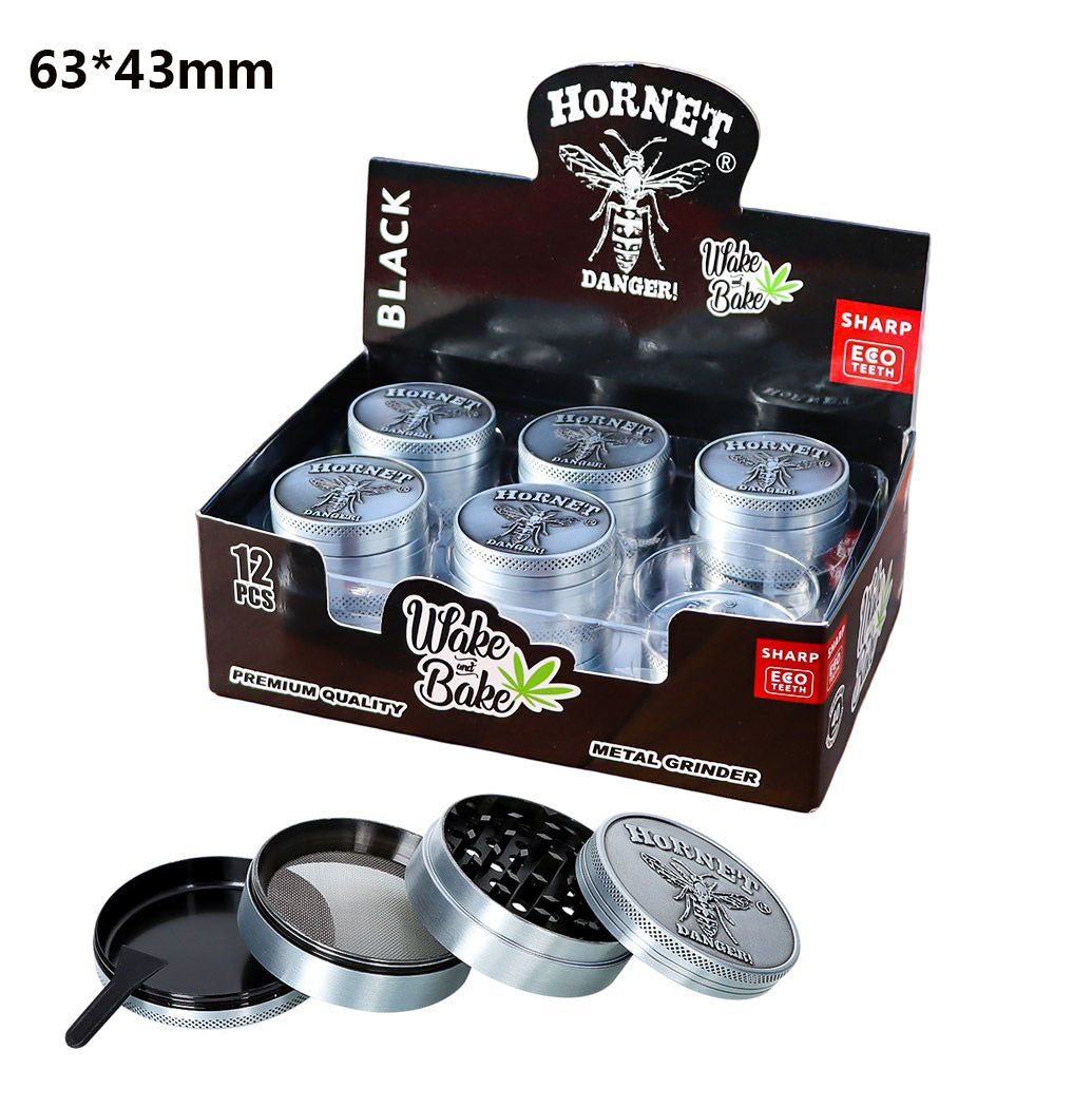 HORNET Zinc Alloy Herb Grinder, 4 Lay Ø 63 Smoker Grinder, Portable & Easy Clean Metal Herbal Grinder, 6 PCS / Box