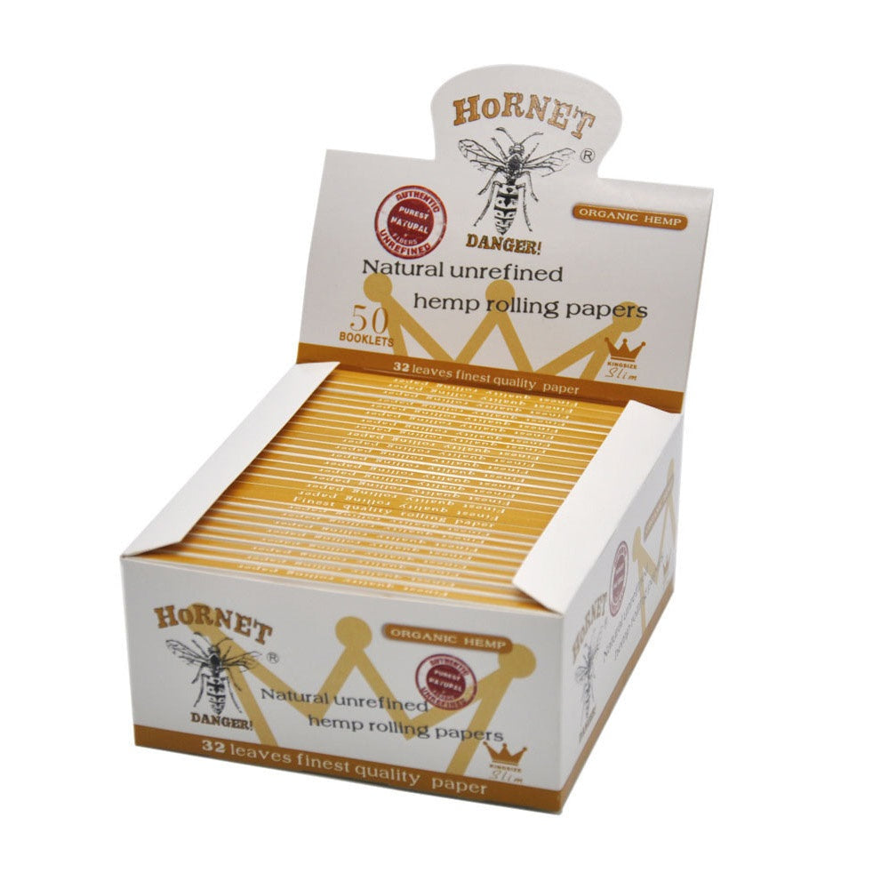 HORNET King Size Slim Cigarette Rolling Papers, Organic Natural Rolling Paper, White Rolling Papers, 32 Piece / Pack 50 Pack / Box