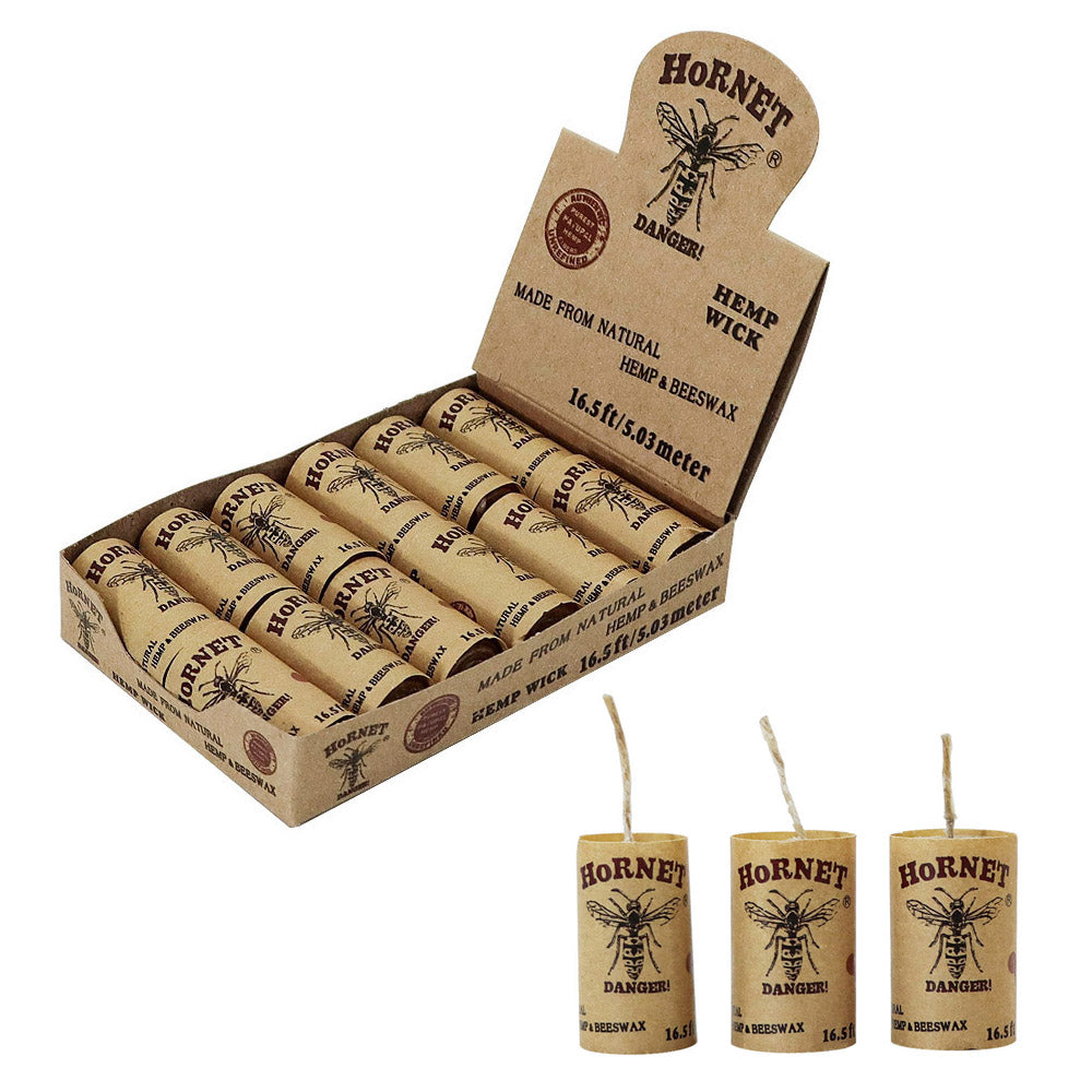 HORNET Pure Beeswax Hemp Wick, 16.5 ft Size Line Hemp Wick Rolls, 12 Rolls / Box