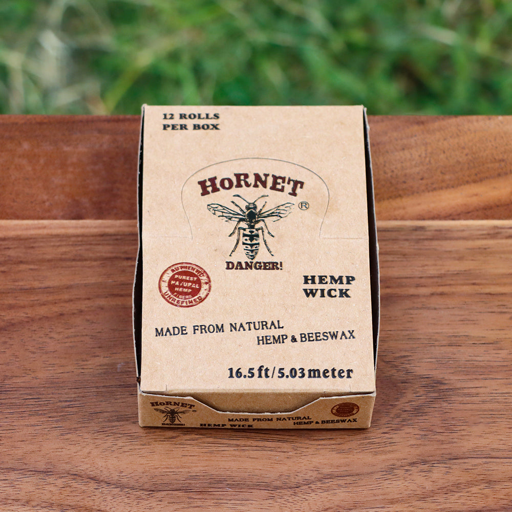 HORNET Pure Beeswax Hemp Wick, 16.5 ft Size Line Hemp Wick Rolls, 12 Rolls / Box
