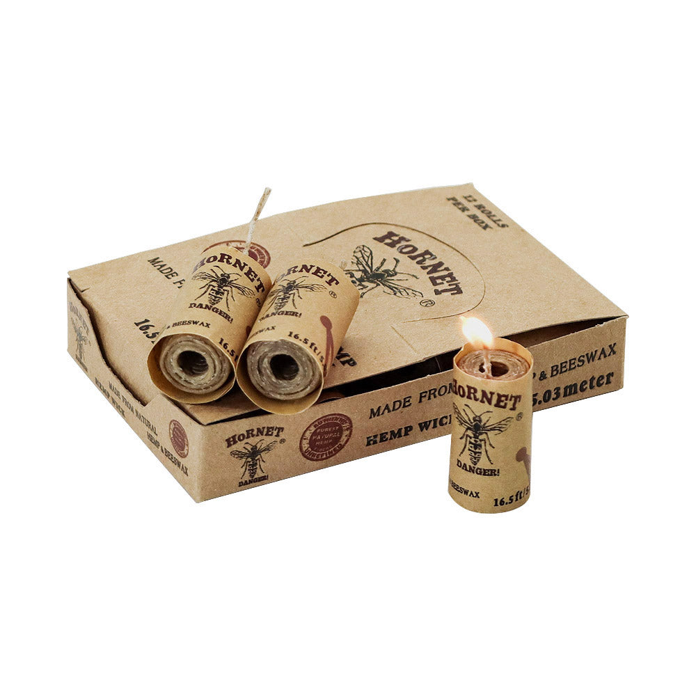 HORNET Pure Beeswax Hemp Wick, 16.5 ft Size Line Hemp Wick Rolls, 12 Rolls / Box