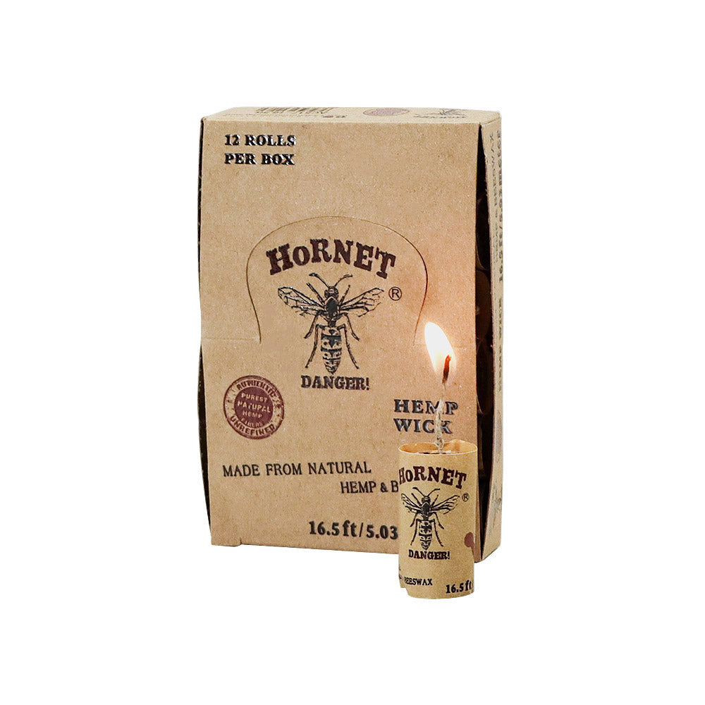 HORNET Pure Beeswax Hemp Wick, 16.5 ft Size Line Hemp Wick Rolls, 12 Rolls / Box