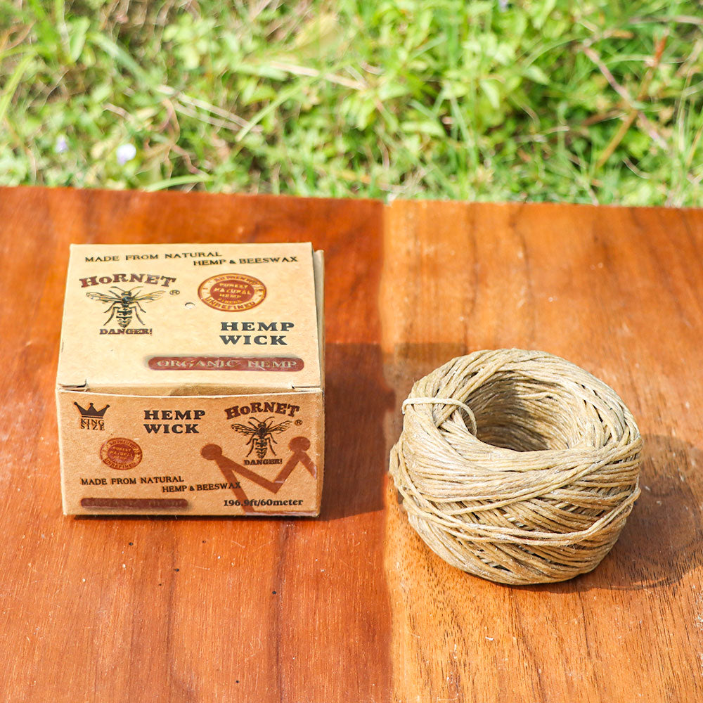 HORNET Organic Beeswax Hemp Wick, Easy Lighting Hemp Wick Rolls & No Dripping, 196.9 ft Hemp Wicks