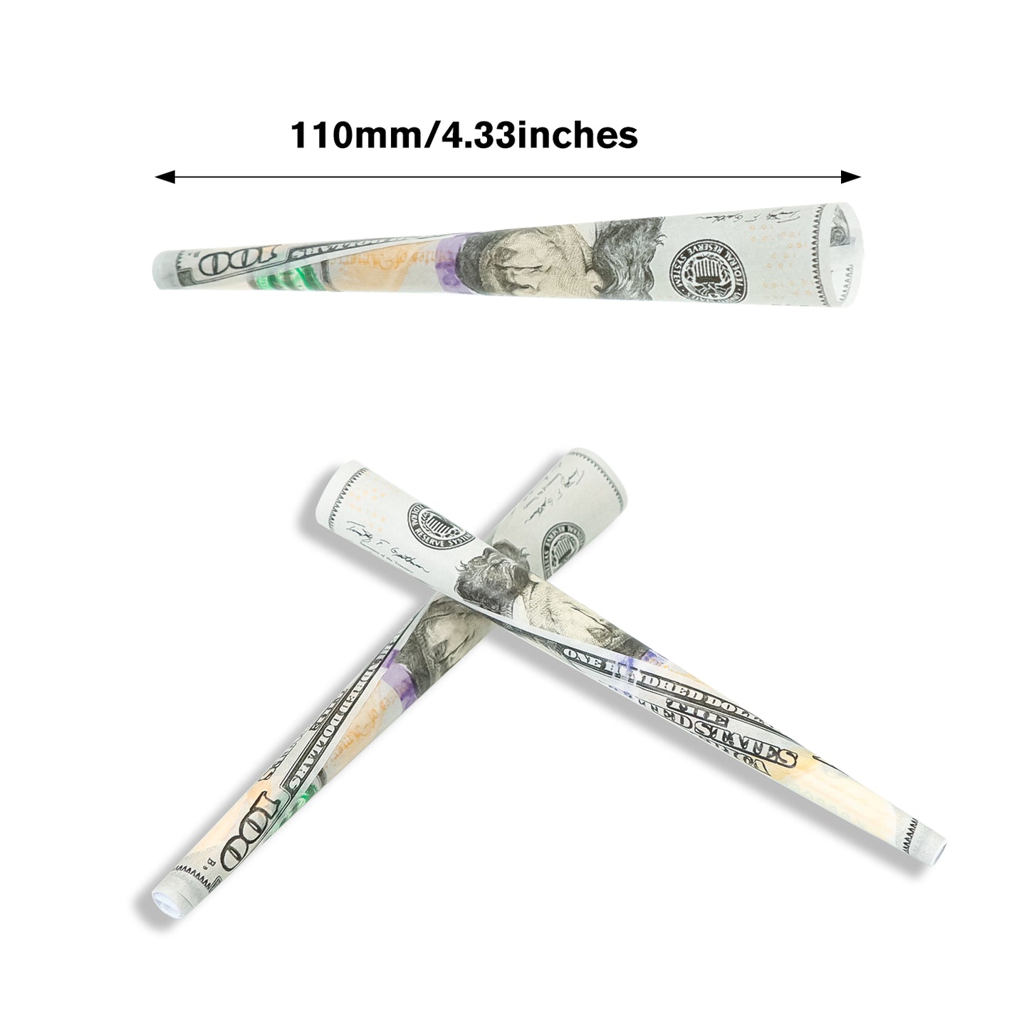 HORNET Dollar Design Pre Rolled Cones, King Size Pre Rolled Rolling Paper With Tips, Slow Burning Rolling Cones, 102 PCS