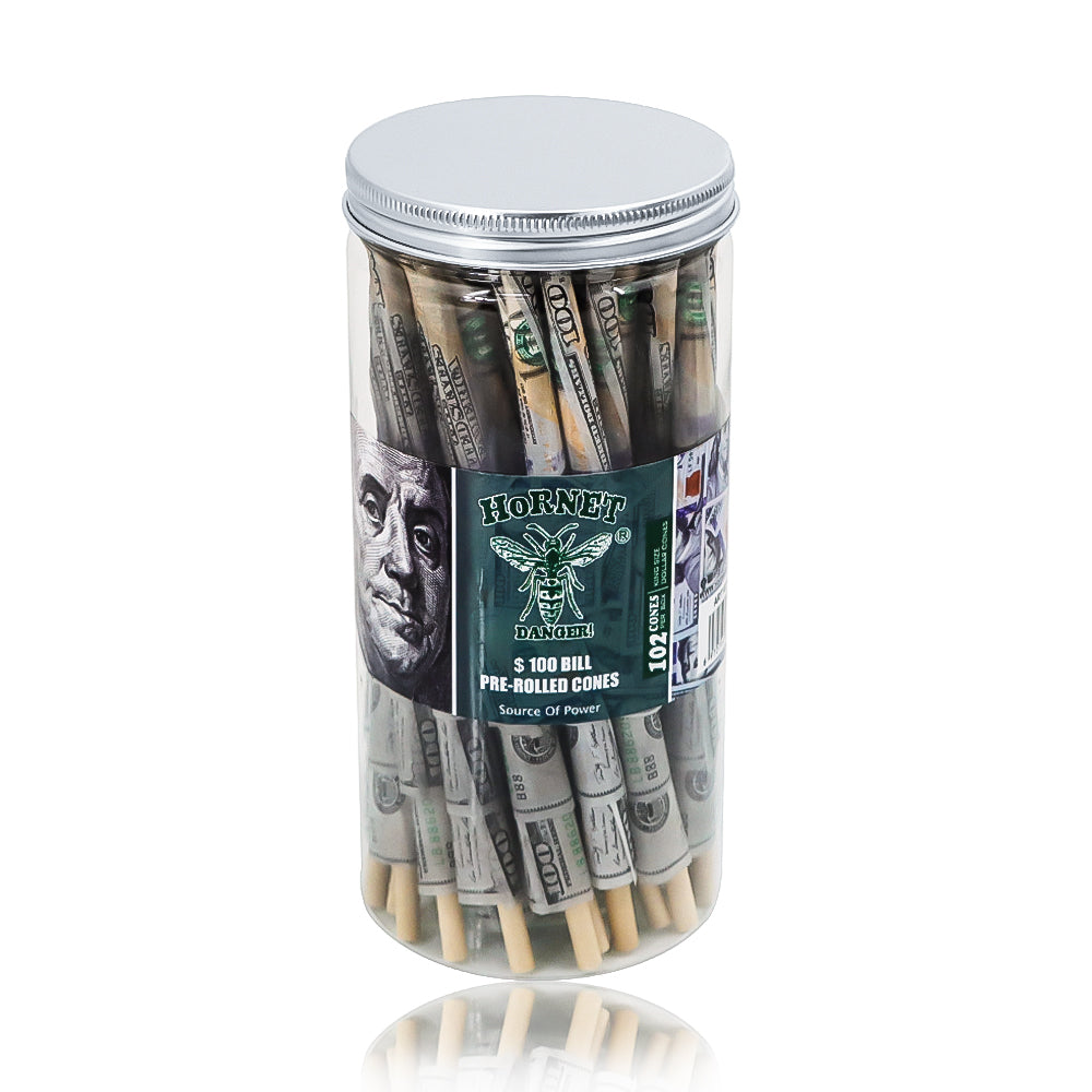 HORNET Dollar Design Pre Rolled Cones, King Size Pre Rolled Rolling Paper With Tips, Slow Burning Rolling Cones, 102 PCS