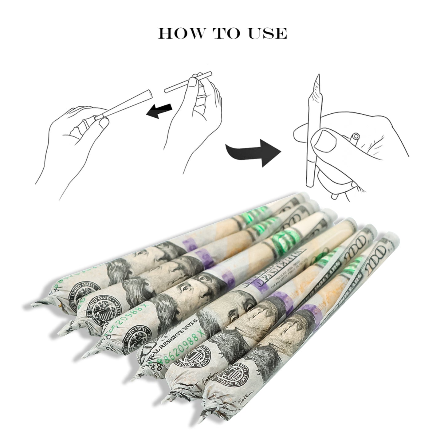 HORNET Dollar Design Pre Rolled Cones, King Size Pre Rolled Rolling Paper With Tips, Slow Burning Rolling Cones, 102 PCS