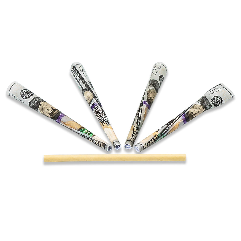 HORNET Dollar Design Pre Rolled Cones, King Size Pre Rolled Rolling Paper With Tips, Slow Burning Rolling Cones, 102 PCS
