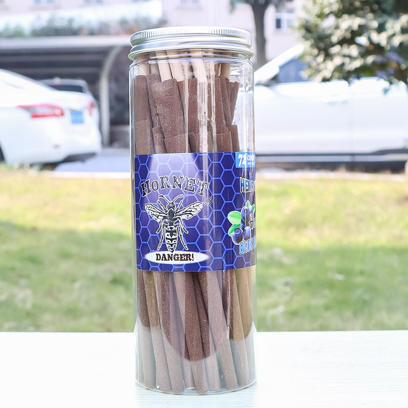 HORNET Blueberry Flavored Brown Pre Rolled Cones, King Size Pre Rolled Rolling Paper with tips, Slow Burning Rolling Cones & load, 72 PCS / Jar