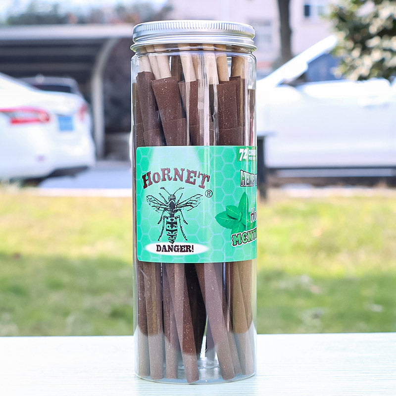 HORNET Mint Flavored Brown Pre Rolled Cones, King Size Pre Rolled Rolling Paper with tips, Slow Burning Rolling Cones & load, 72 PCS / Jar