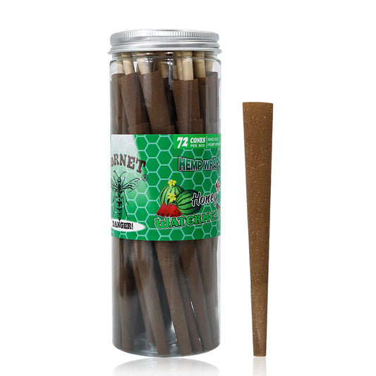 HORNET Watermelon Flavored Brown Pre Rolled Cones, King Size Pre Rolled Rolling Paper with tips, Slow Burning Rolling Cones & load, 72 PCS / Jar