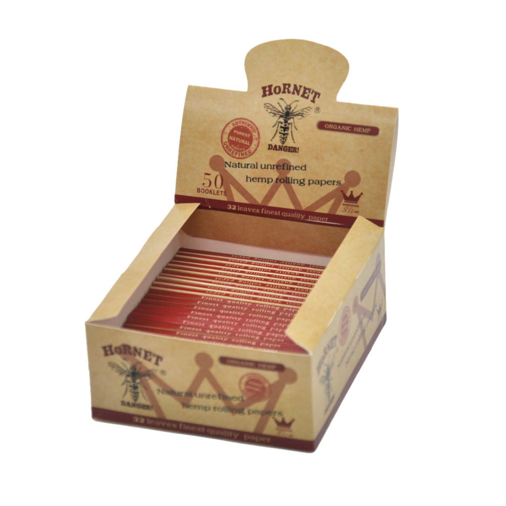 HORNET King Size Slim Cigarette Rolling Papers, Organic Natural Rolling Paper, Brown Rolling Papers, 32 Piece / Pack 50 Pack / Box