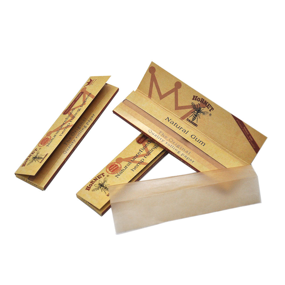 HORNET King Size Slim Cigarette Rolling Papers, Organic Natural Rolling Paper, Brown Rolling Papers, 32 Piece / Pack 50 Pack / Box