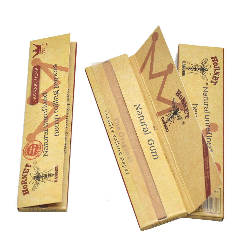 HORNET King Size Slim Cigarette Rolling Papers, Organic Natural Rolling Paper, Brown Rolling Papers, 32 Piece / Pack 50 Pack / Box