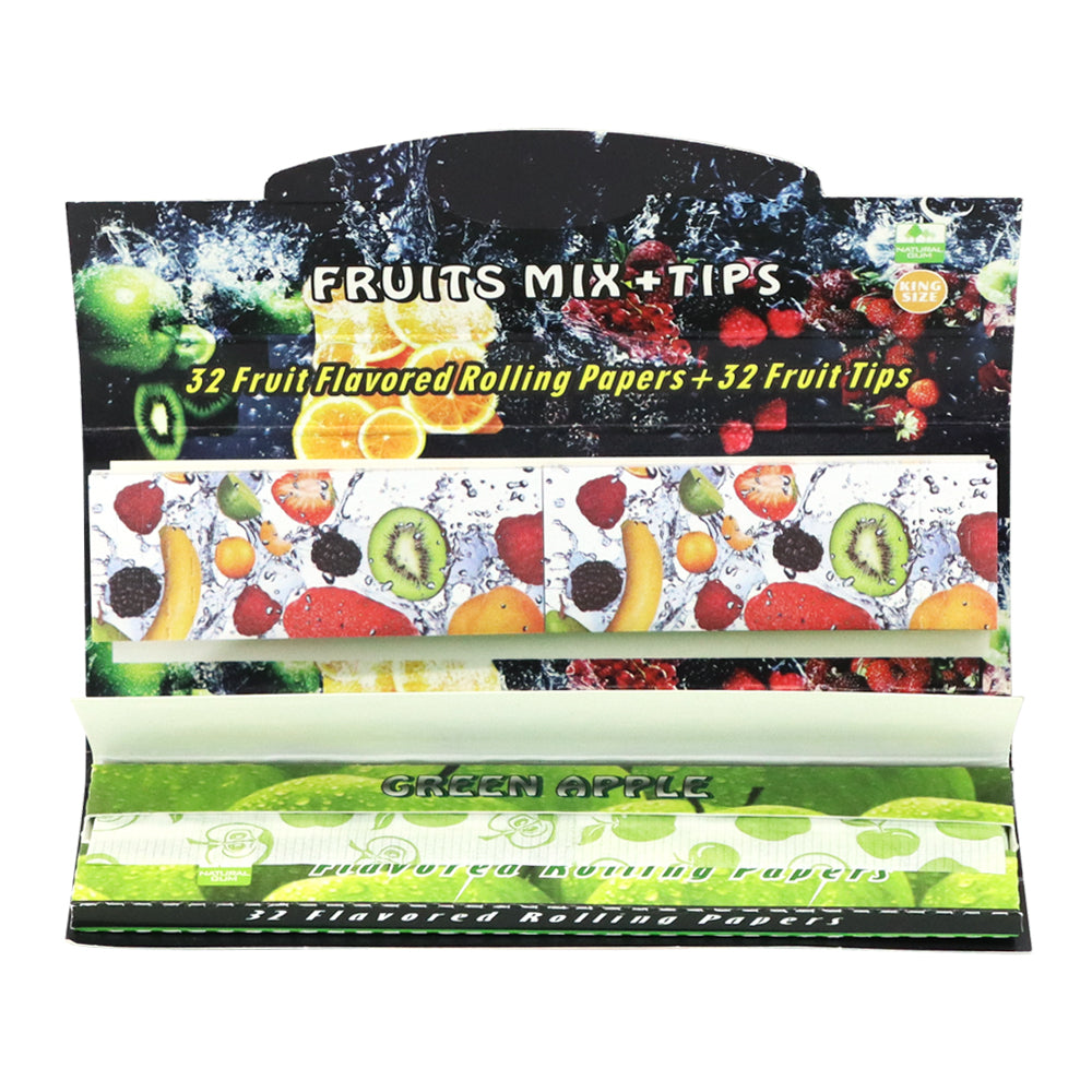 HORNET Fruit Flavors Rolling Paper with Rolling Tips, King Size Portabel Rolling paper, Slow burning and Organic Cigarette Rolling paper, 32 PCS / Pack 24 Packs / Box