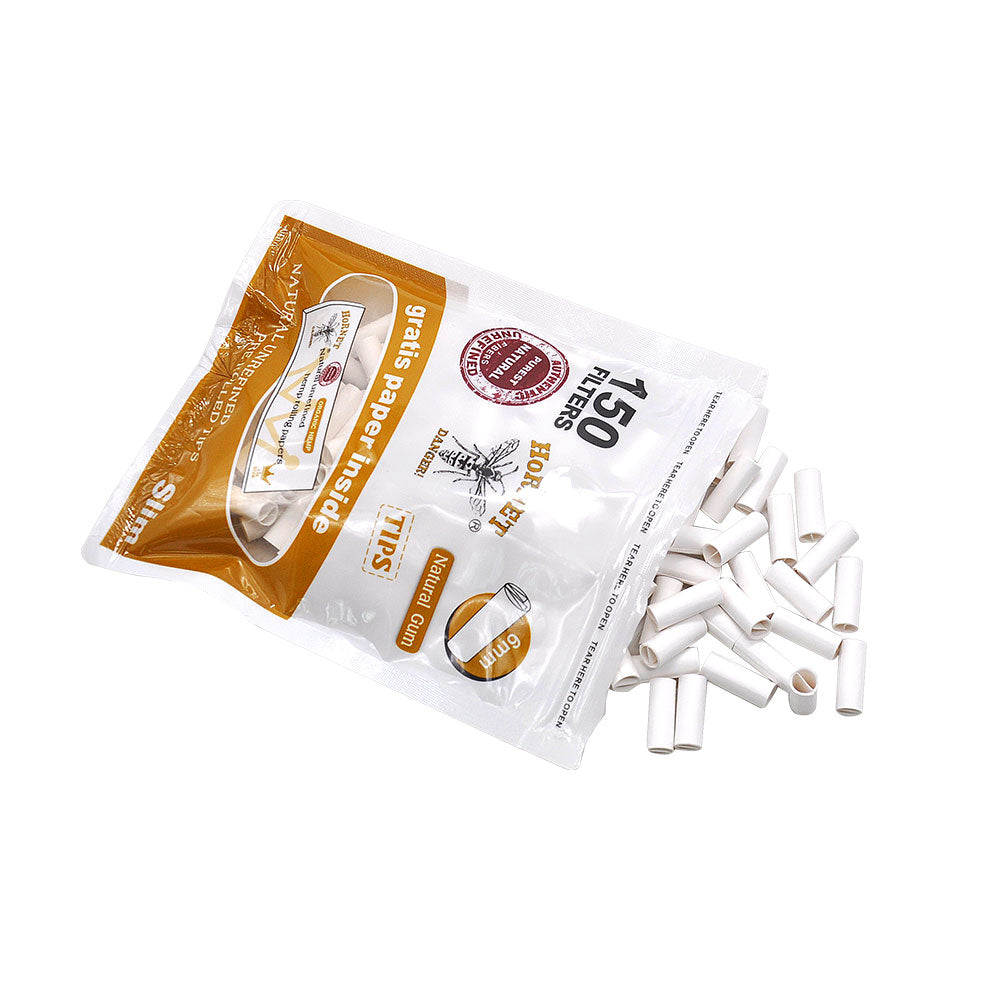 HORNET Ø 6 Pre Rolled Tips, White Organic Cigarette Rolling Tips, 150 Tips / Pack