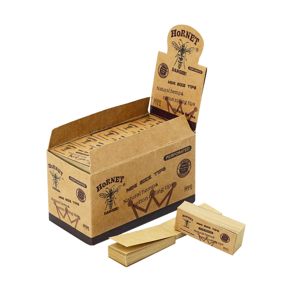 HORNET Natural Organic Rolling Tip, Brown Slim Rolling Tips, 50 Tips / Pack 25 Pack / Box