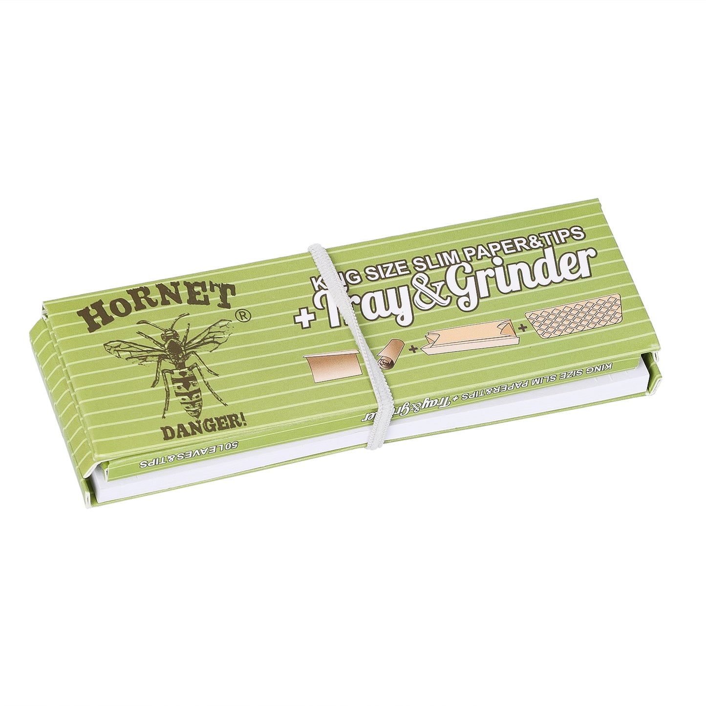 HORNET King Size Rolling Paper With Rolling Tips, Ultra Thin Natural Rolling Papers & Grinder, Green Package Kit, 50 PCS / Pack 16 Pack / Box