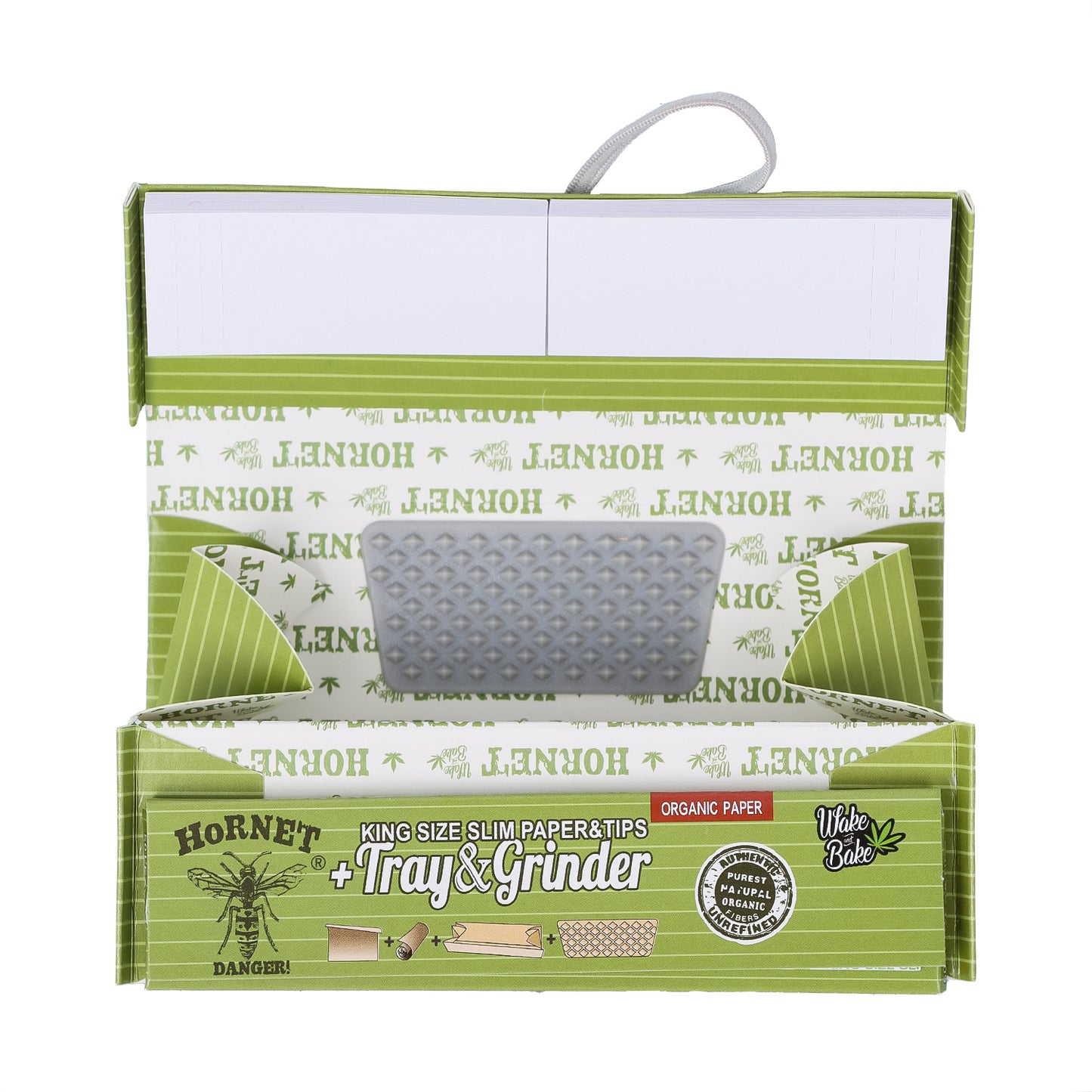 HORNET King Size Rolling Paper With Rolling Tips, Ultra Thin Natural Rolling Papers & Grinder, Green Package Kit, 50 PCS / Pack 16 Pack / Box