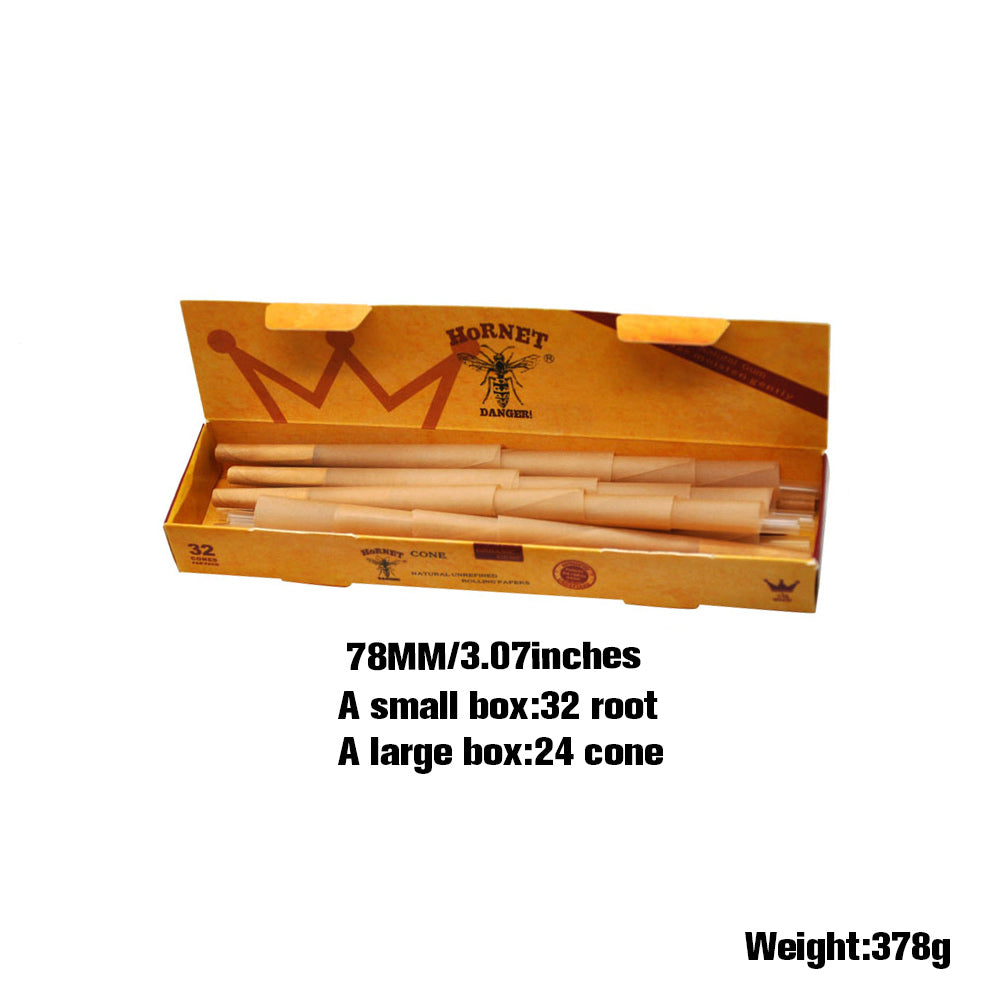 HORNET 1 1/4 Size Pre Rolled Cones, Natural Rolling Cones, Slow Burning Pre Rolled Rolling Paper, 32 PCS / Pack 20 Packs / Box
