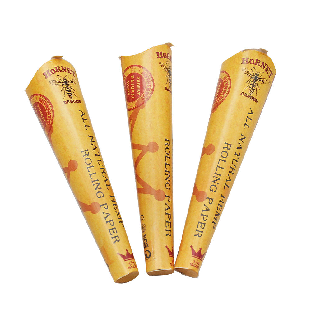 HORNET King Size Pre Rolled Cones, Natural Rolling Cones, Slow Burning Pre Rolled Rolling Paper, 3 PCS / Pack 24 Packs / Box