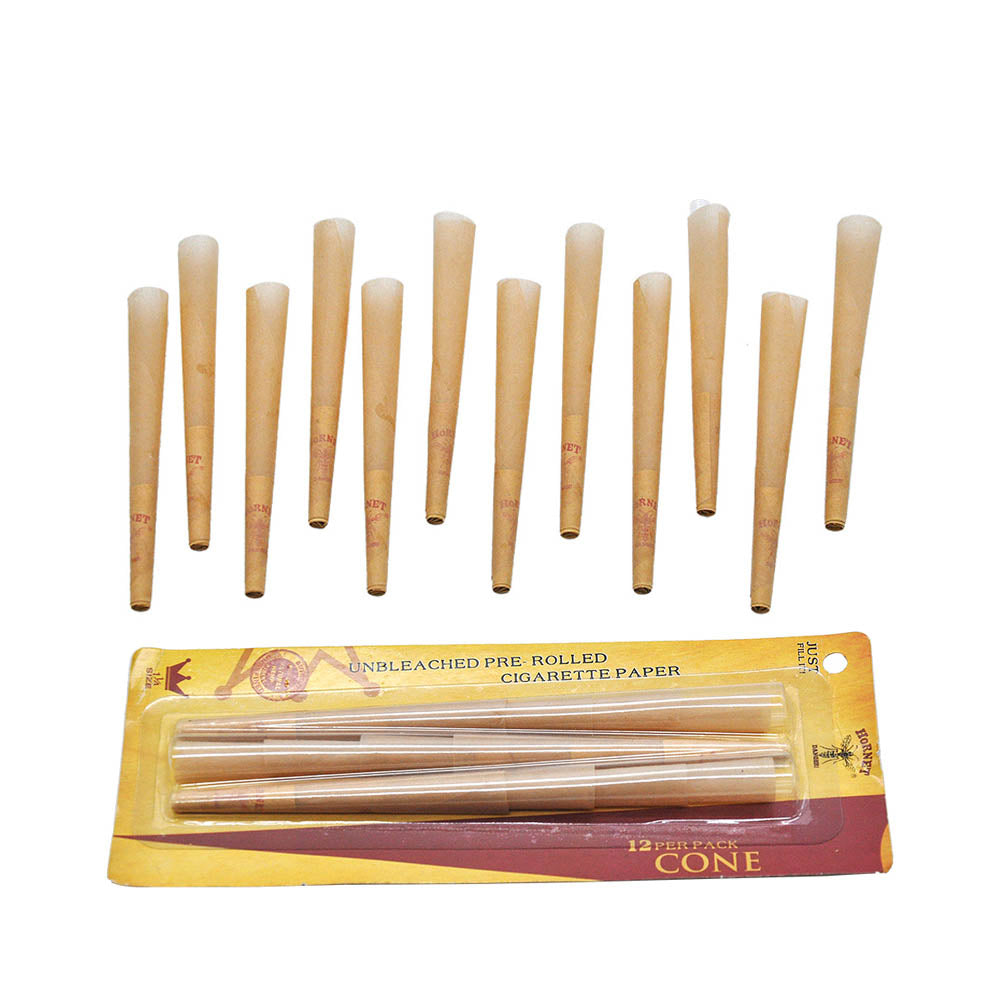 HORNET 1 1/4 Size Pre Rolled Cones, Natural Rolling Cones, Slow Burning Pre Rolled Rolling Paper, 12 PCS / Pack 24 Packs / Box