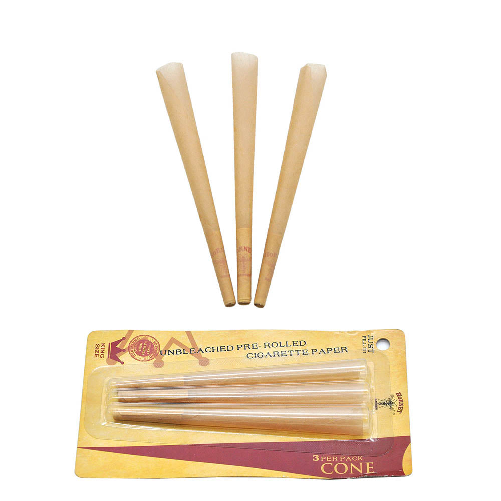 HORNET King Size Pre Rolled Cones, Natural Rolling Cones, Slow Burning Pre Rolled Rolling Paper, 3 PCS / Pack 24 Packs / Box