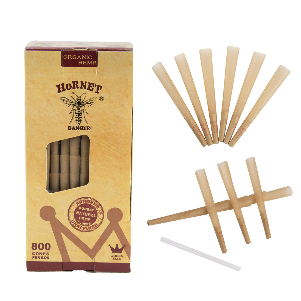 HORNET 98 mm Size Brown Pre Rolled Cones, Organic Pre Rolled Rolling Paper With Tips, Slow Burning Pre Rolled Cones, 800 PCS / Box