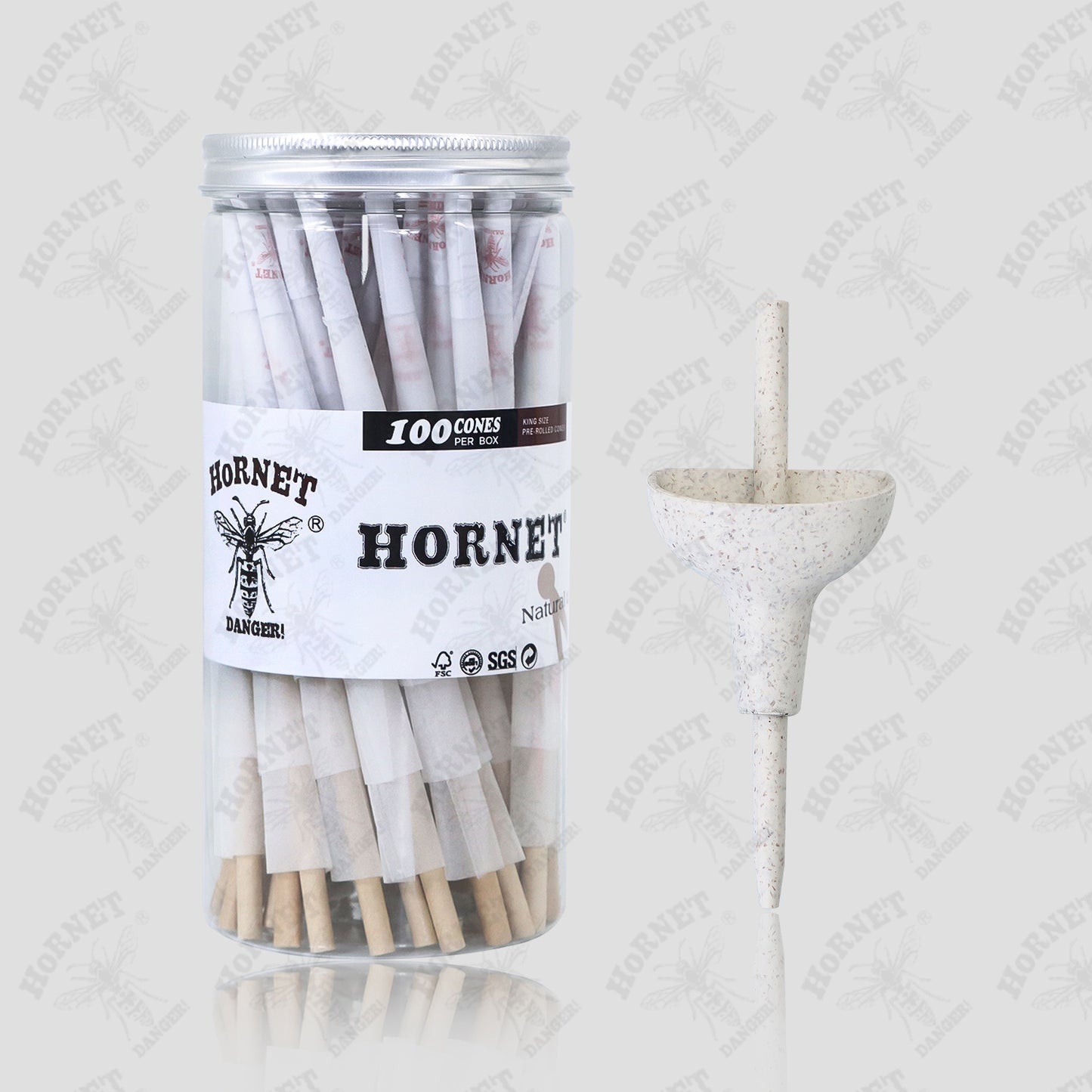 HORNET King Size White Pre Rolled Cones, Organic Rolling Cones With Tips, Slow Burning Pre Rolled Rolling Paper, 100 Pack