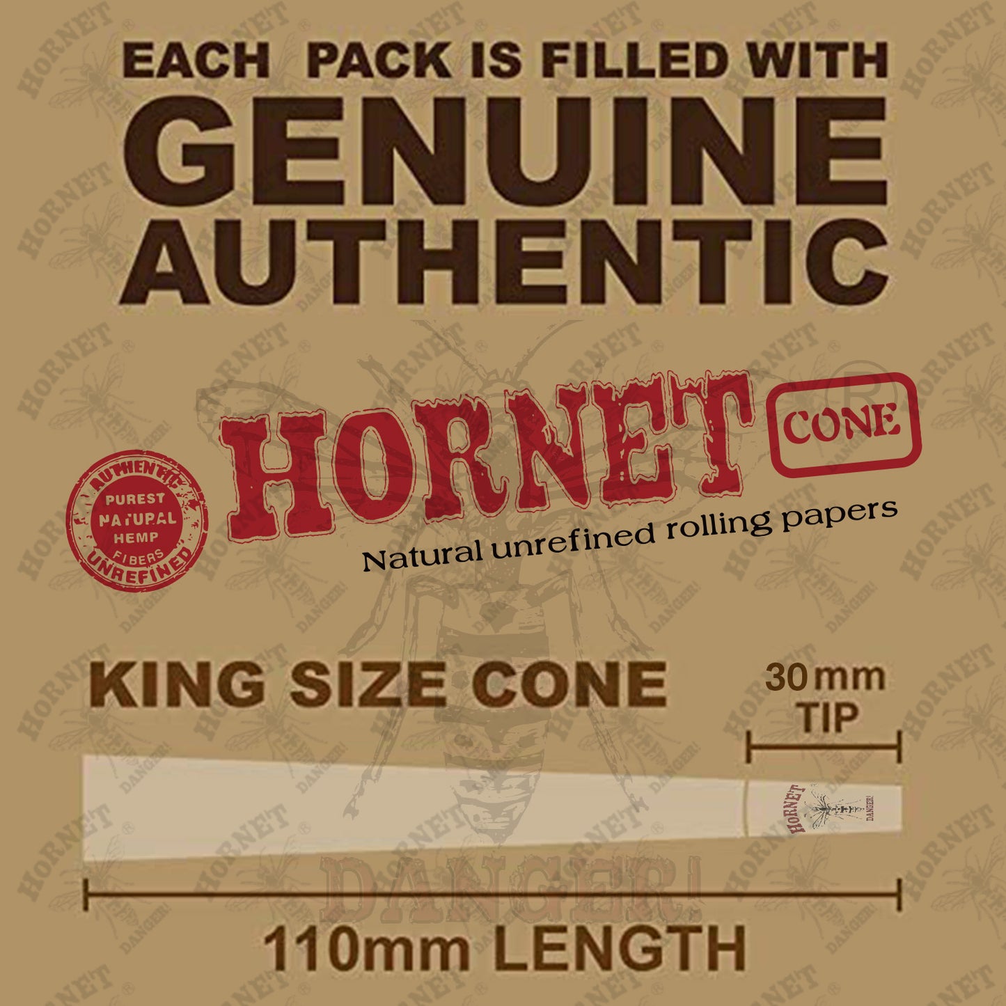 HORNET King Size White Pre Rolled Cones, Organic Rolling Cones With Tips, Slow Burning Pre Rolled Rolling Paper, 100 Pack
