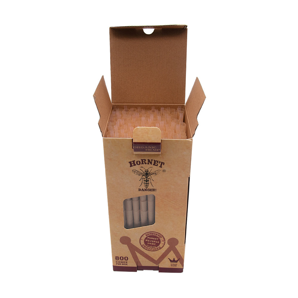HORNET King Size Brown Pre Rolled Cones, Organic Pre Rolled Rolling Paper With Tips, Slow Burning Pre Rolled Cones, 800 PCS / Box