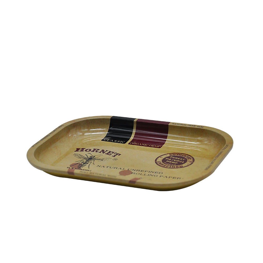 HORNET Tinplate Rolling Tray, 7” x 5” Cigarette Rolling Tray, Portable Rolling Paper Tray