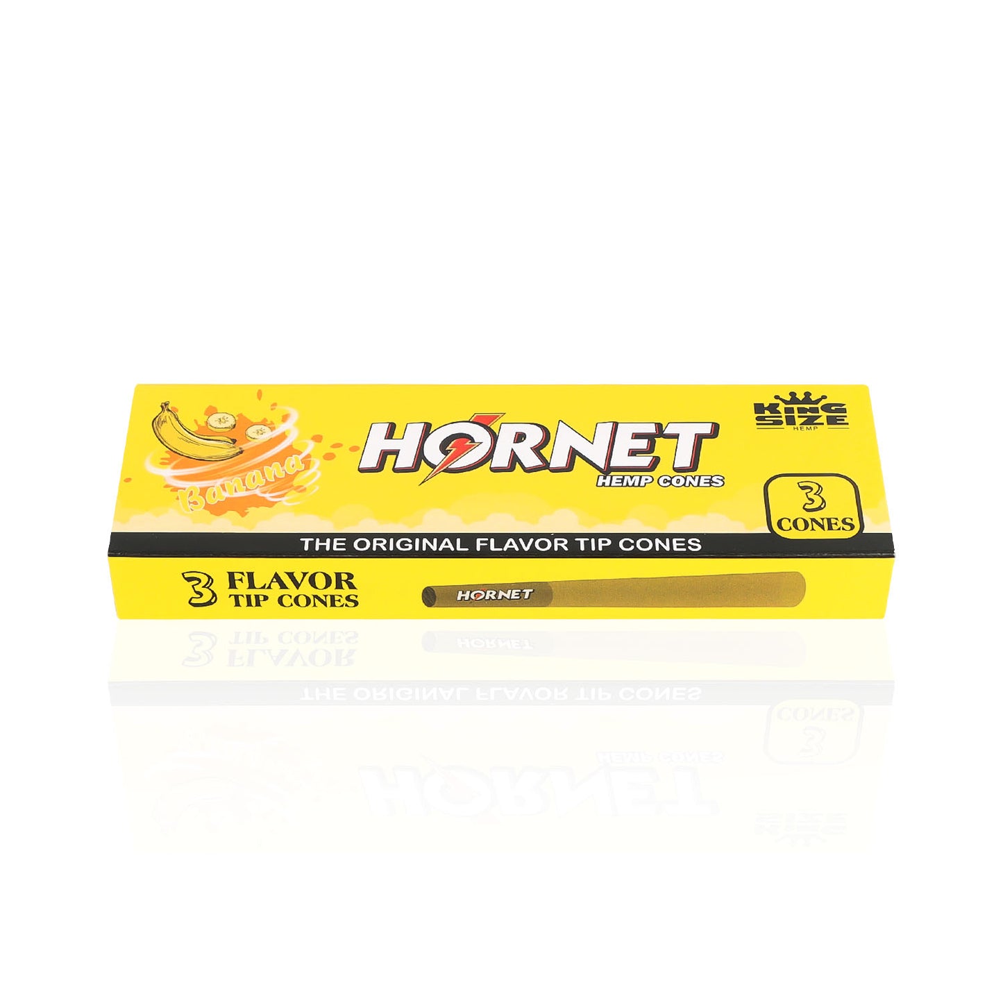 HORNET Banana Flavors Pre Rolled Cones With Tips, King Size Pre Rolled Rolling Paper & Flavored Pop, 3 PCS / Pack 12 Pack / Box