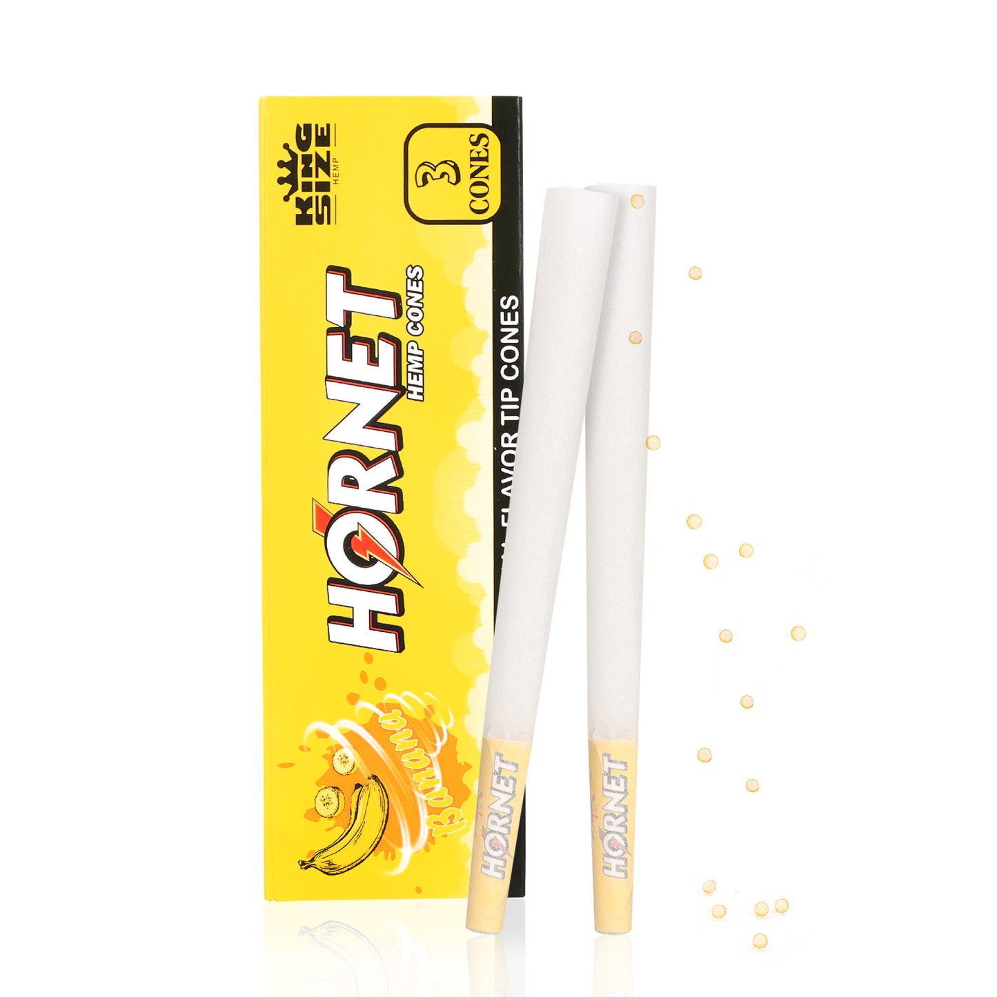 HORNET Banana Flavors Pre Rolled Cones With Tips, King Size Pre Rolled Rolling Paper & Flavored Pop, 3 PCS / Pack 12 Pack / Box