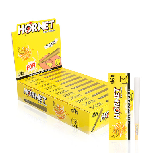 HORNET Banana Flavors Pre Rolled Cones With Tips, King Size Pre Rolled Rolling Paper & Flavored Pop, 3 PCS / Pack 12 Pack / Box