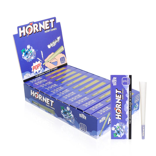 HORNET Blueberry Flavors Pre Rolled Cones With Tips, King Size Pre Rolled Rolling Paper & Flavored Pop, 3 PCS / Pack 12 Pack / Box