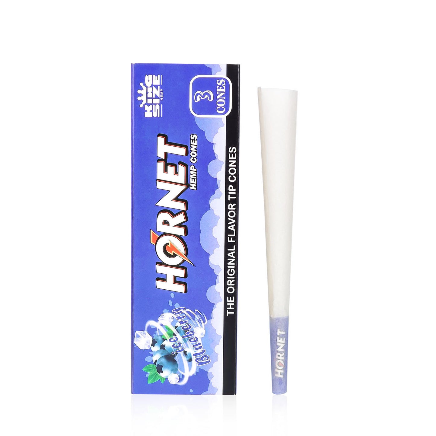 HORNET Blueberry Flavors Pre Rolled Cones With Tips, King Size Pre Rolled Rolling Paper & Flavored Pop, 3 PCS / Pack 12 Pack / Box