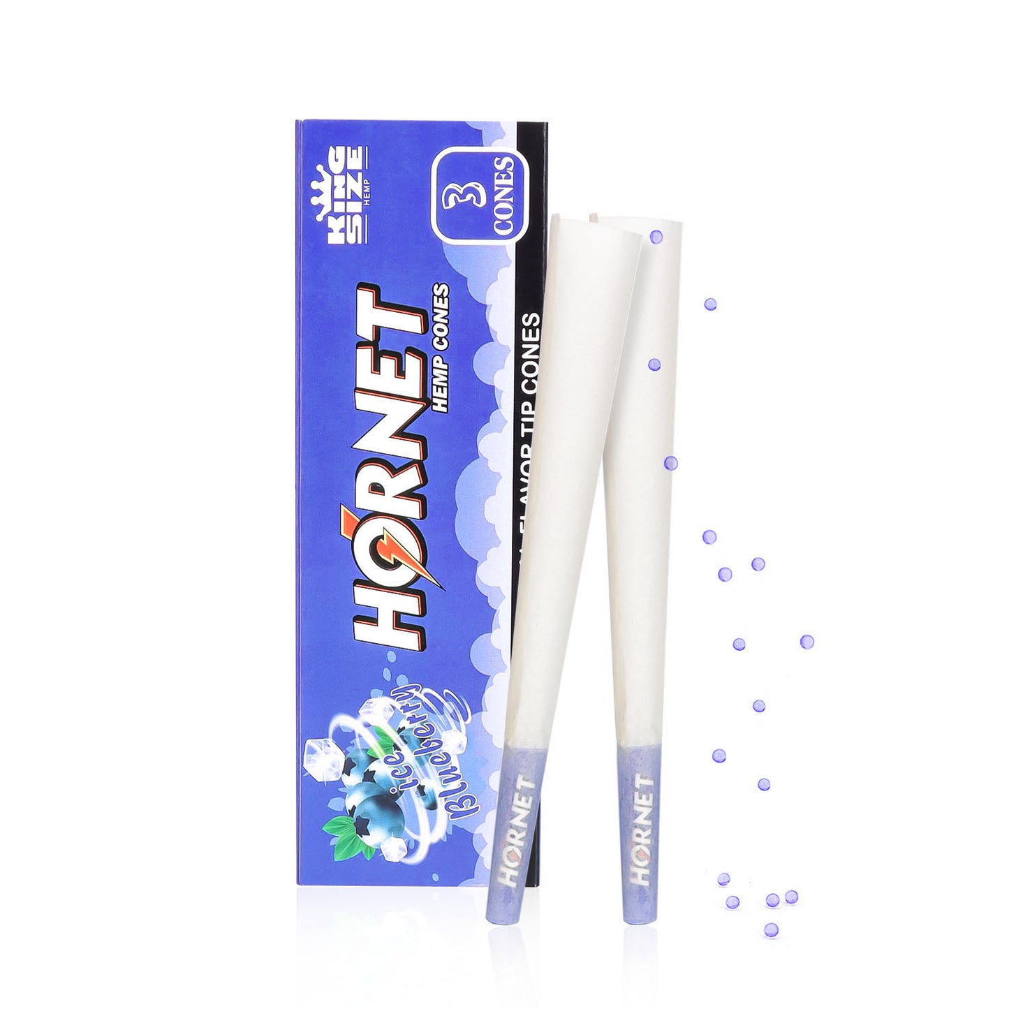 HORNET Blueberry Flavors Pre Rolled Cones With Tips, King Size Pre Rolled Rolling Paper & Flavored Pop, 3 PCS / Pack 12 Pack / Box