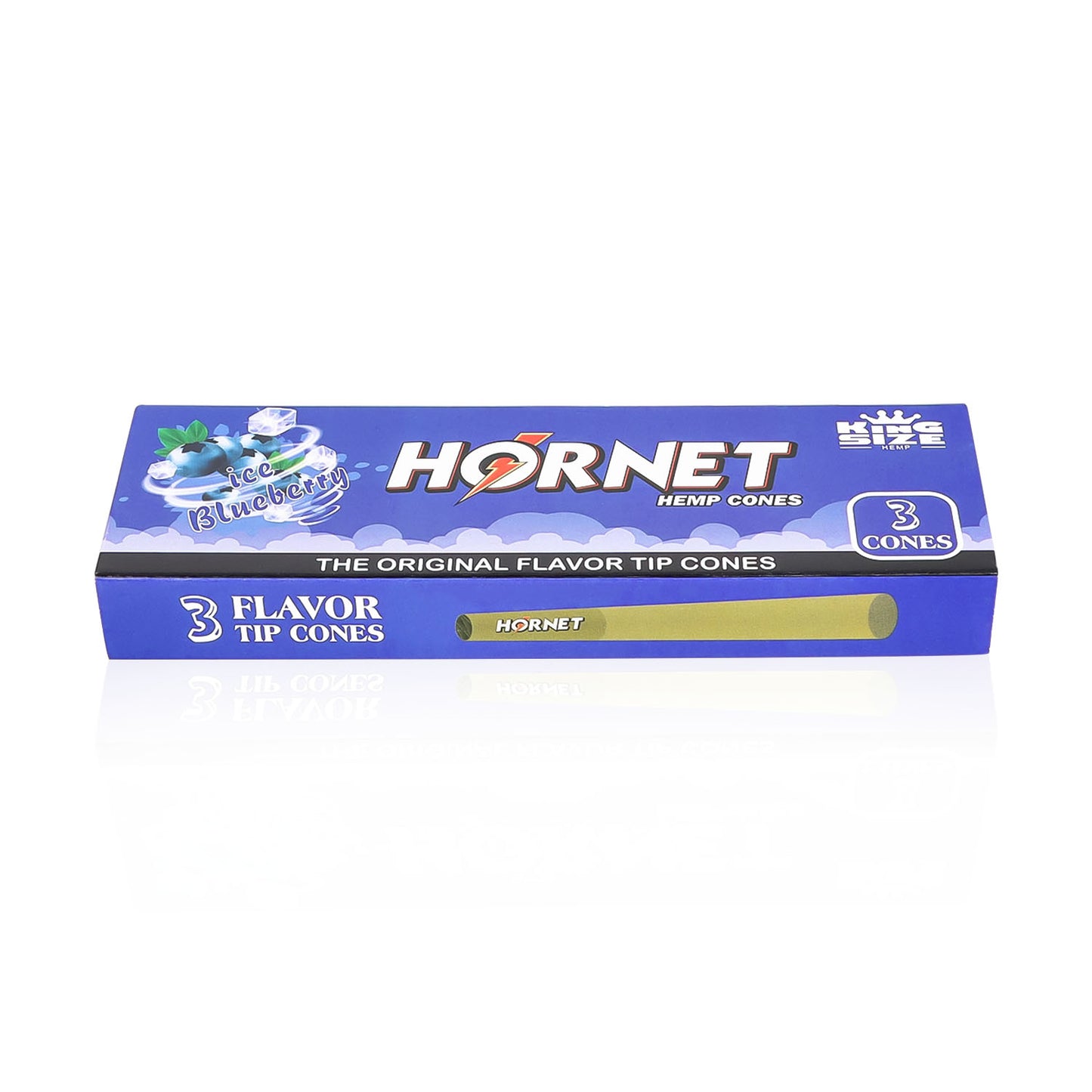 HORNET Blueberry Flavors Pre Rolled Cones With Tips, King Size Pre Rolled Rolling Paper & Flavored Pop, 3 PCS / Pack 12 Pack / Box