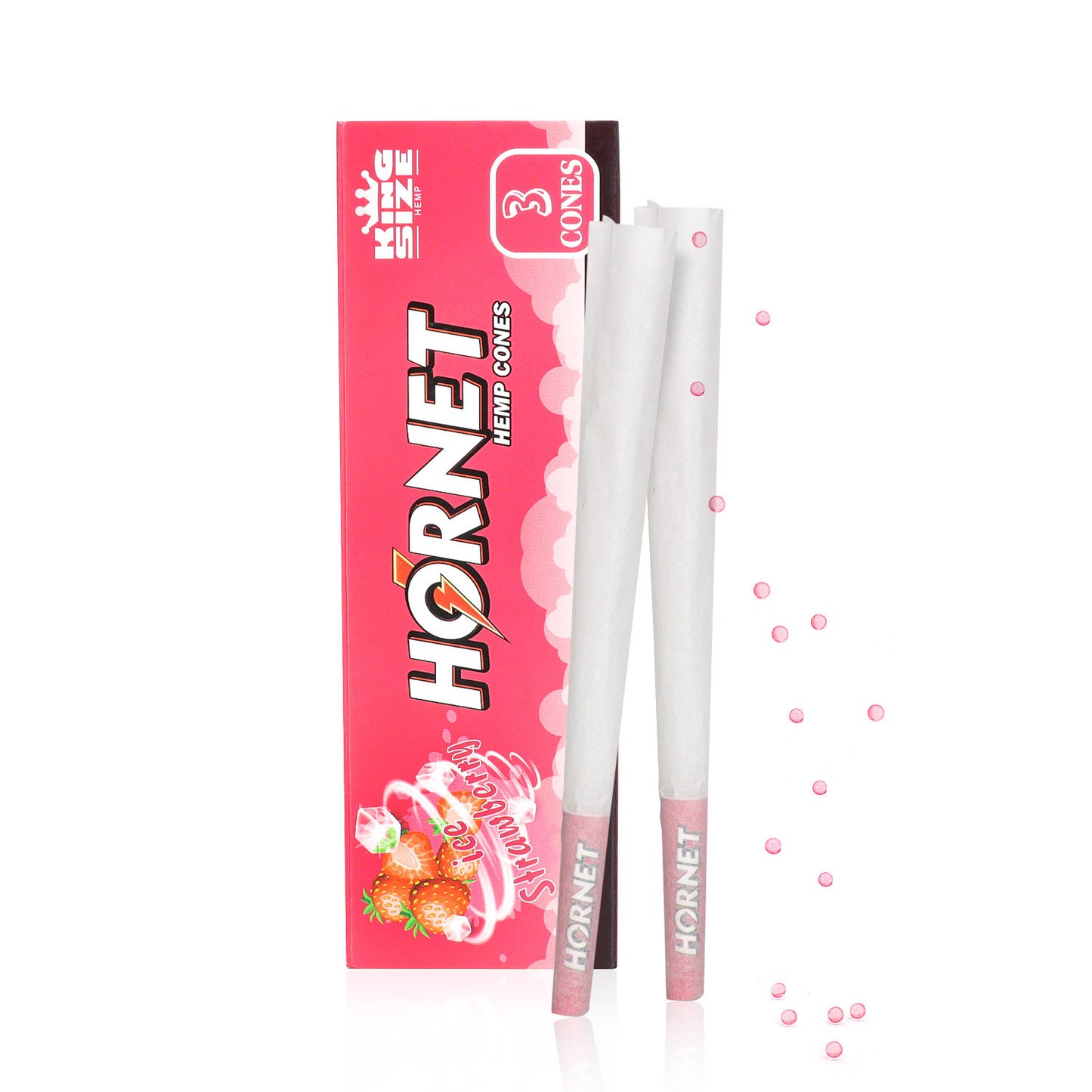 HORNET Strawberry Flavors Pre Rolled Cones With Tips, King Size Pre Rolled Rolling Paper & Flavored Pop, 3 PCS / Pack 12 Pack / Box