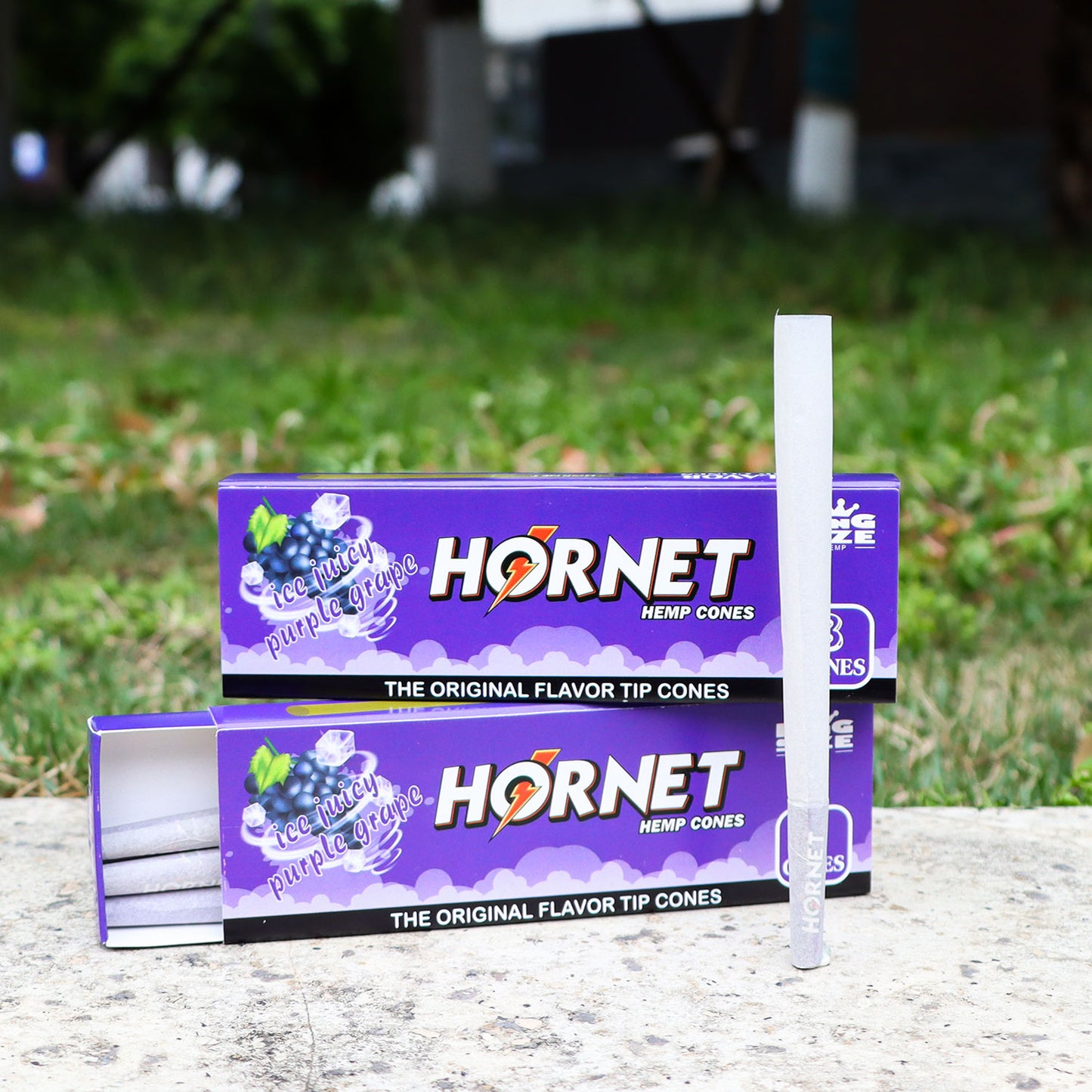 HORNET Grape Flavors Pre Rolled Cones With Tips, King Size Pre Rolled Rolling Paper & Flavored Pop, 3 PCS / Pack 12 Pack / Box