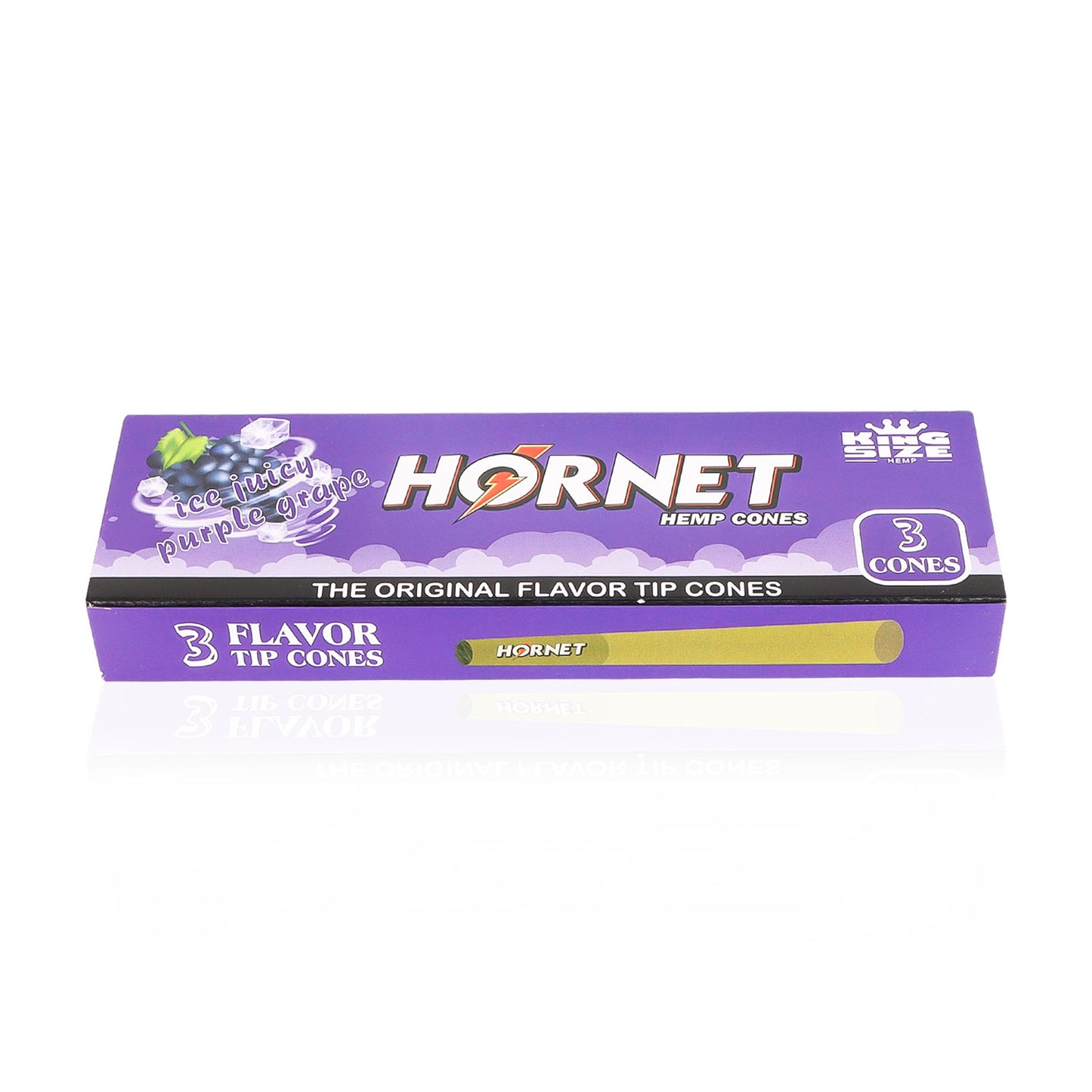 HORNET Grape Flavors Pre Rolled Cones With Tips, King Size Pre Rolled Rolling Paper & Flavored Pop, 3 PCS / Pack 12 Pack / Box