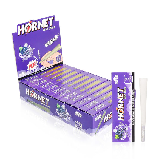HORNET Grape Flavors Pre Rolled Cones With Tips, King Size Pre Rolled Rolling Paper & Flavored Pop, 3 PCS / Pack 12 Pack / Box