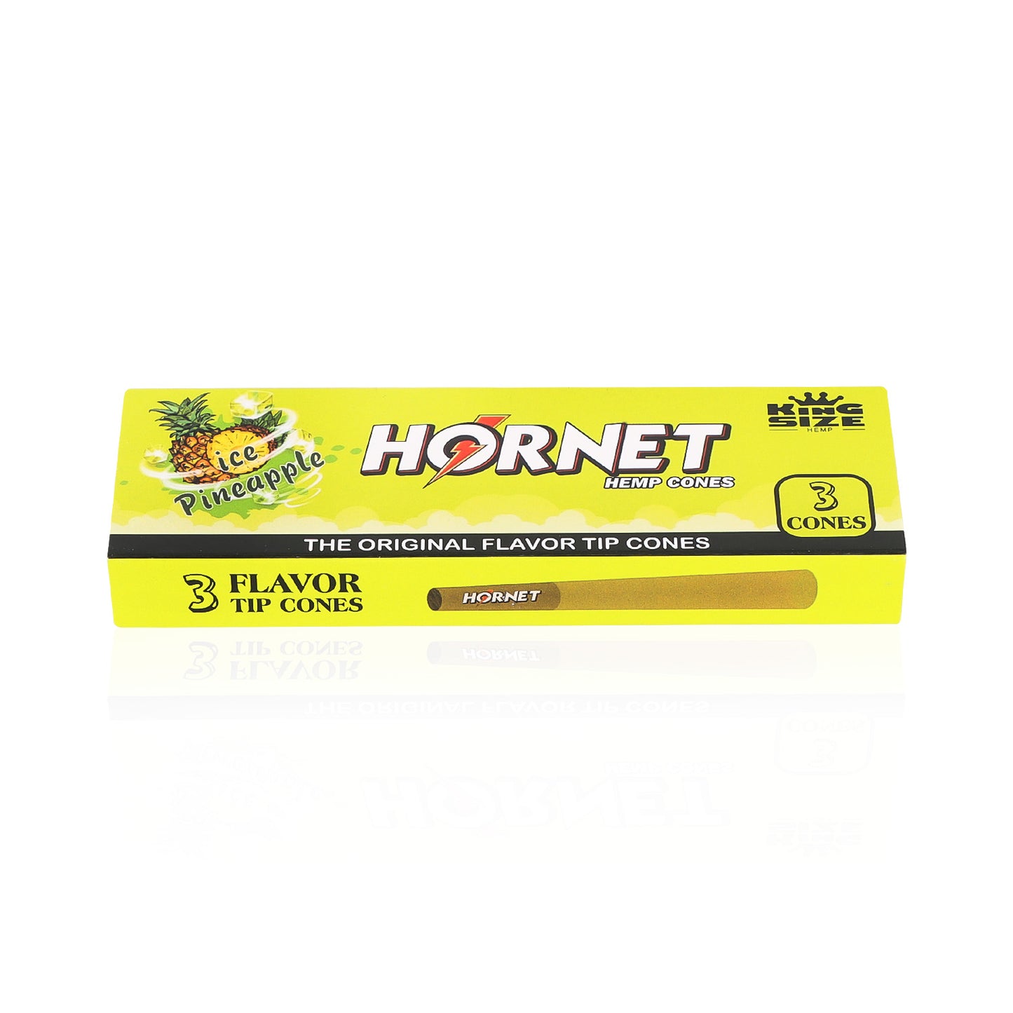 HORNET Ice Pineapple Flavors Pre Rolled Cones With Tips, King Size Pre Rolled Rolling Paper & Flavored Pop, 3 PCS / Pack 12 Pack / Box