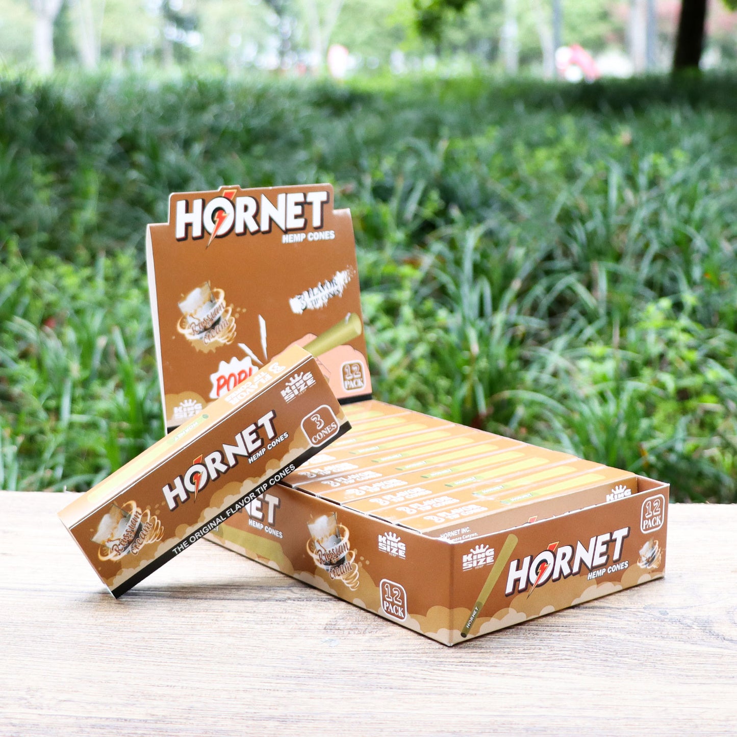 HORNET Russia Cream Flavors Pre Rolled Cones With Tips, King Size Pre Rolled Rolling Paper & Flavored Pop, 3 PCS / Pack 12 Pack / Box