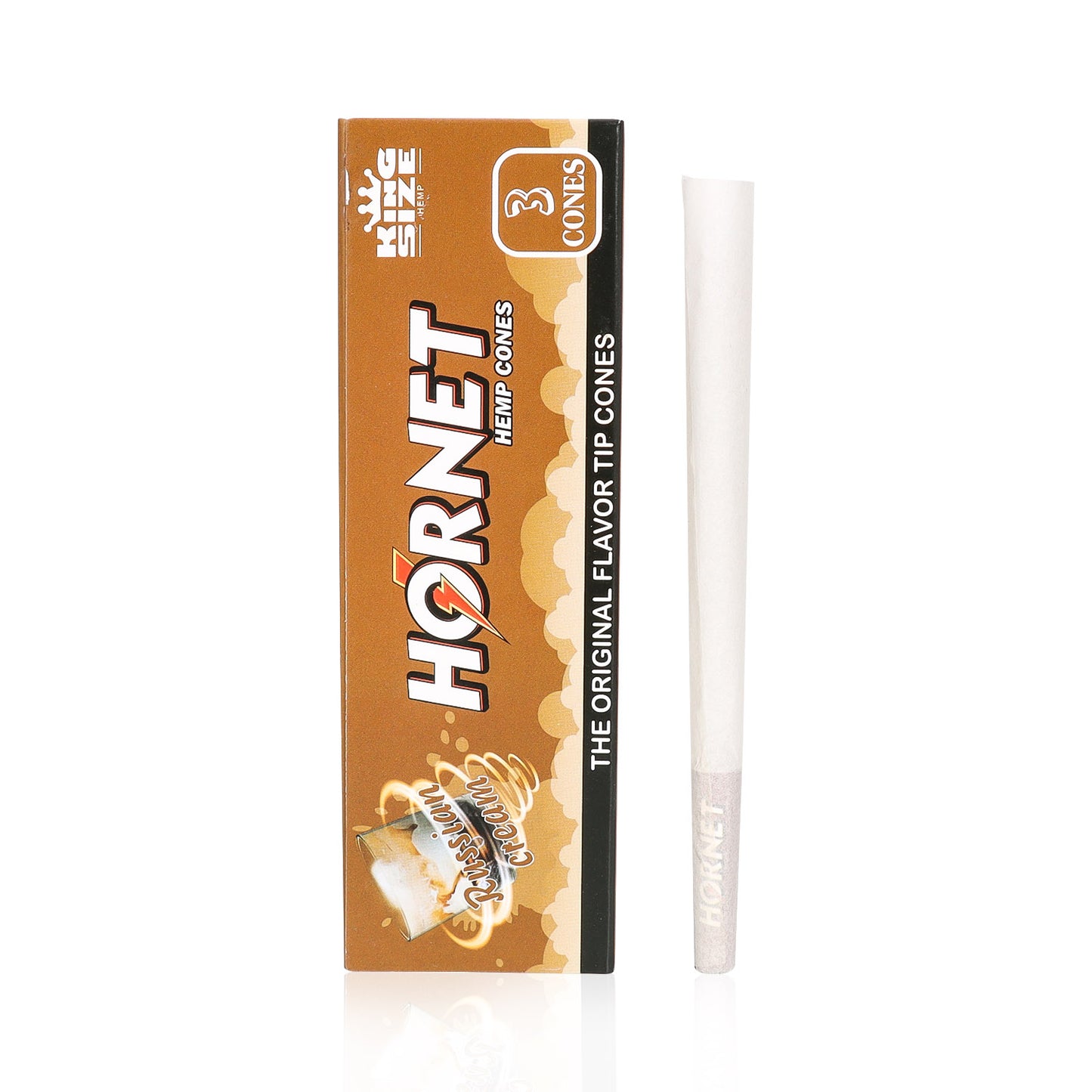 HORNET Russia Cream Flavors Pre Rolled Cones With Tips, King Size Pre Rolled Rolling Paper & Flavored Pop, 3 PCS / Pack 12 Pack / Box