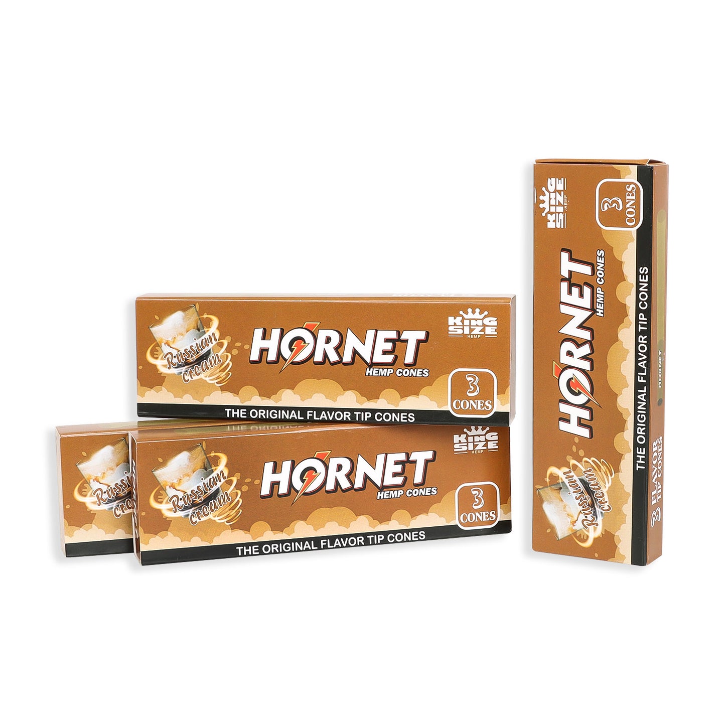 HORNET Russia Cream Flavors Pre Rolled Cones With Tips, King Size Pre Rolled Rolling Paper & Flavored Pop, 3 PCS / Pack 12 Pack / Box