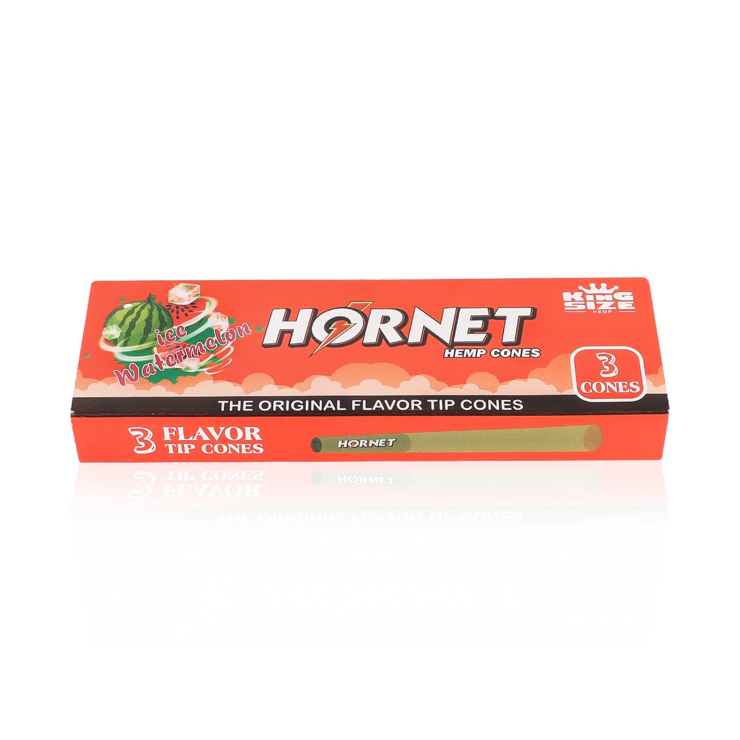 HORNET Ice Watermelon Flavors Pre Rolled Cones With Tips, King Size Pre Rolled Rolling Paper & Flavored Pop, 3 PCS / Pack 12 Pack / Box